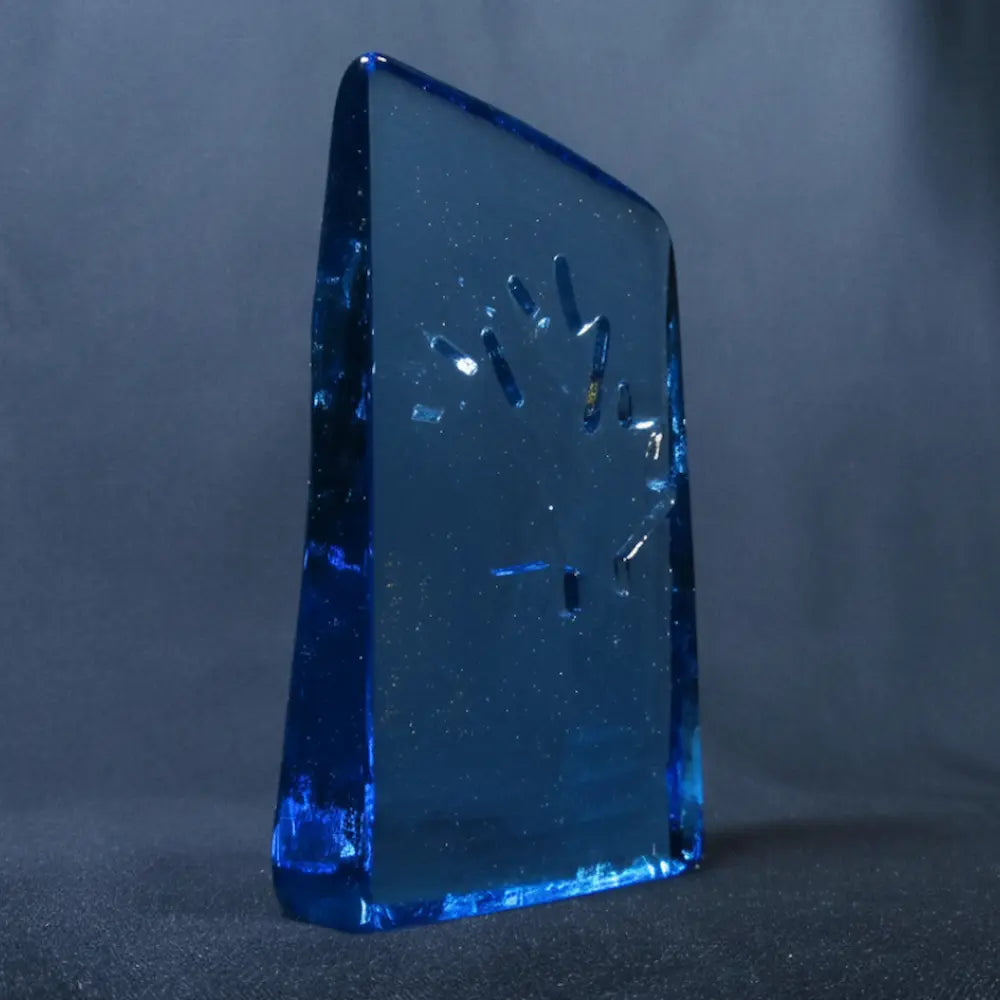 Glass - Rectangular, Aqua Wedge with Maple Leaf Secondary image