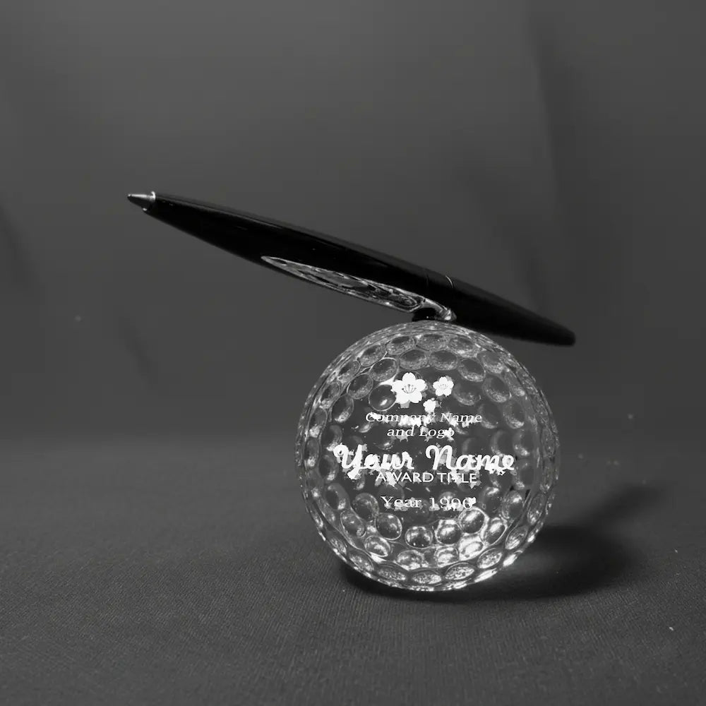 Optic Crystal - Golf Ball with Spinning Pen Set