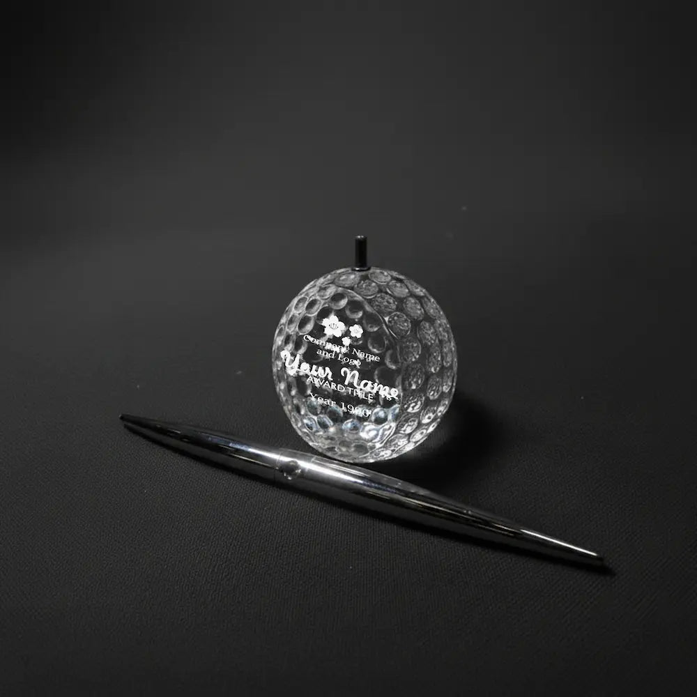 Optic Crystal - Golf Ball with Spinning Pen Set