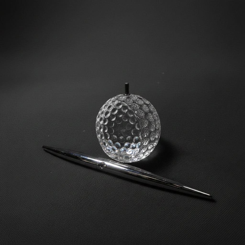 Optic Crystal - Golf Ball with Spinning Pen Set