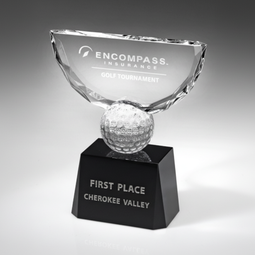 Optic Crystal - Crowned Golf Award