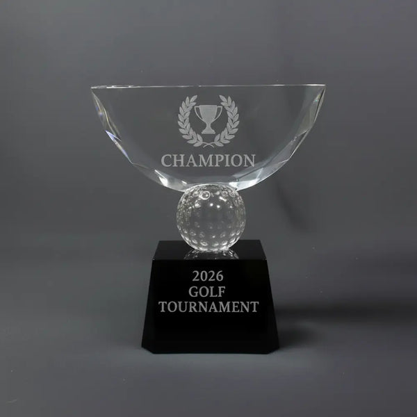 Optic Crystal - Crowned Golf Award