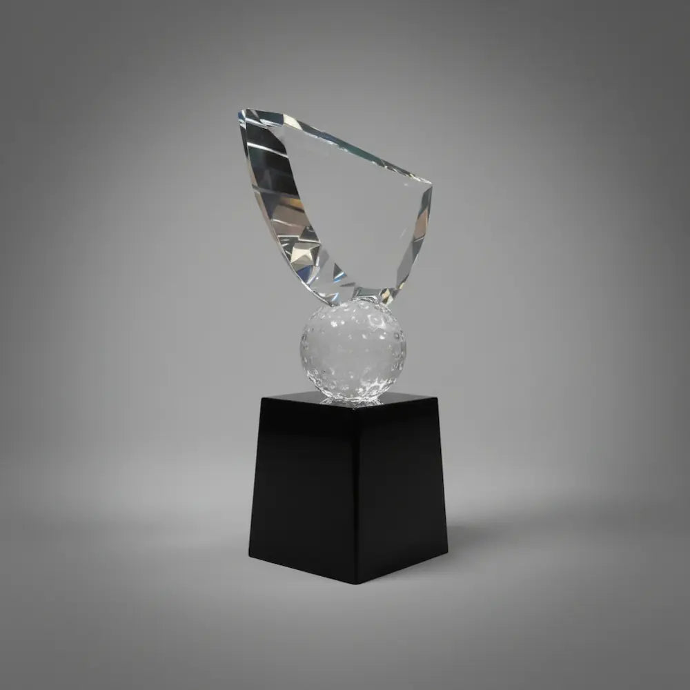 Optic Crystal - Crowned Golf Award