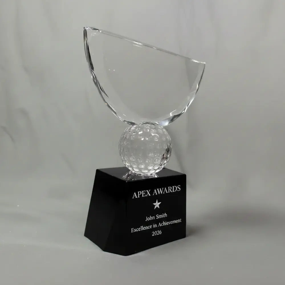 Optic Crystal - Crowned Golf Award