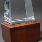 Optic Crystal - Obelisk on Walnut Base