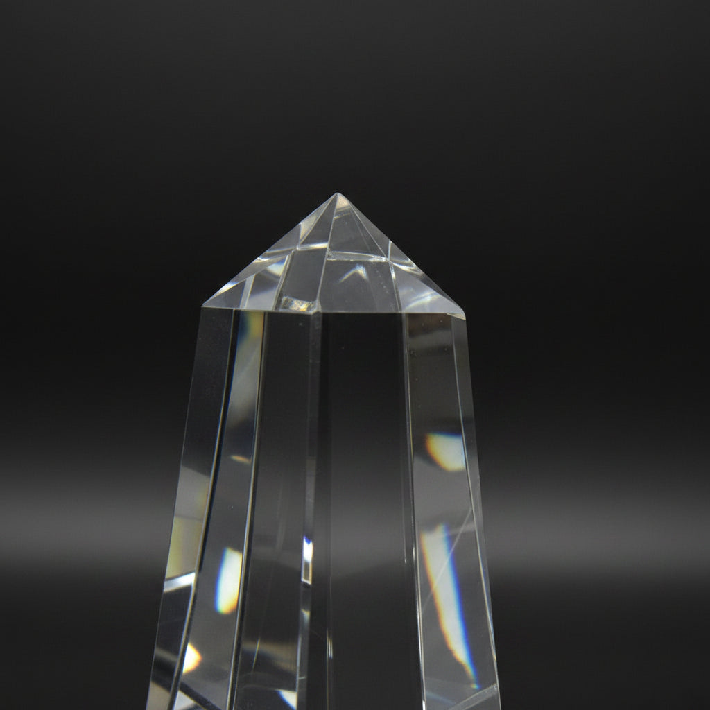 Optic Crystal - Obelisk on Walnut Base