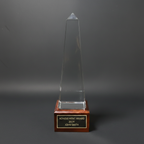 Optic Crystal - Obelisk on Walnut Base
