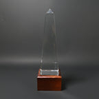 Optic Crystal - Obelisk on Walnut Base
