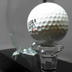 Optic Crystal - Round, Faceted Crystal with Golf Ball on Black Base