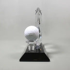 Optic Crystal - Round, Faceted Crystal with Golf Ball on Black Base