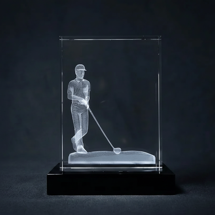 Optic Crystal - Male Golfer on Black Base