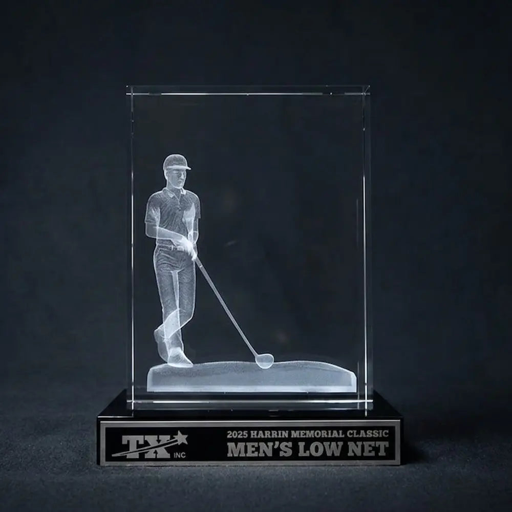 Optic Crystal - Male Golfer on Black Base