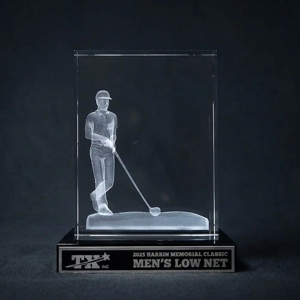 Optic Crystal - Male Golfer on Black Base