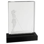 Optic Crystal - Female Golfer on Black Base