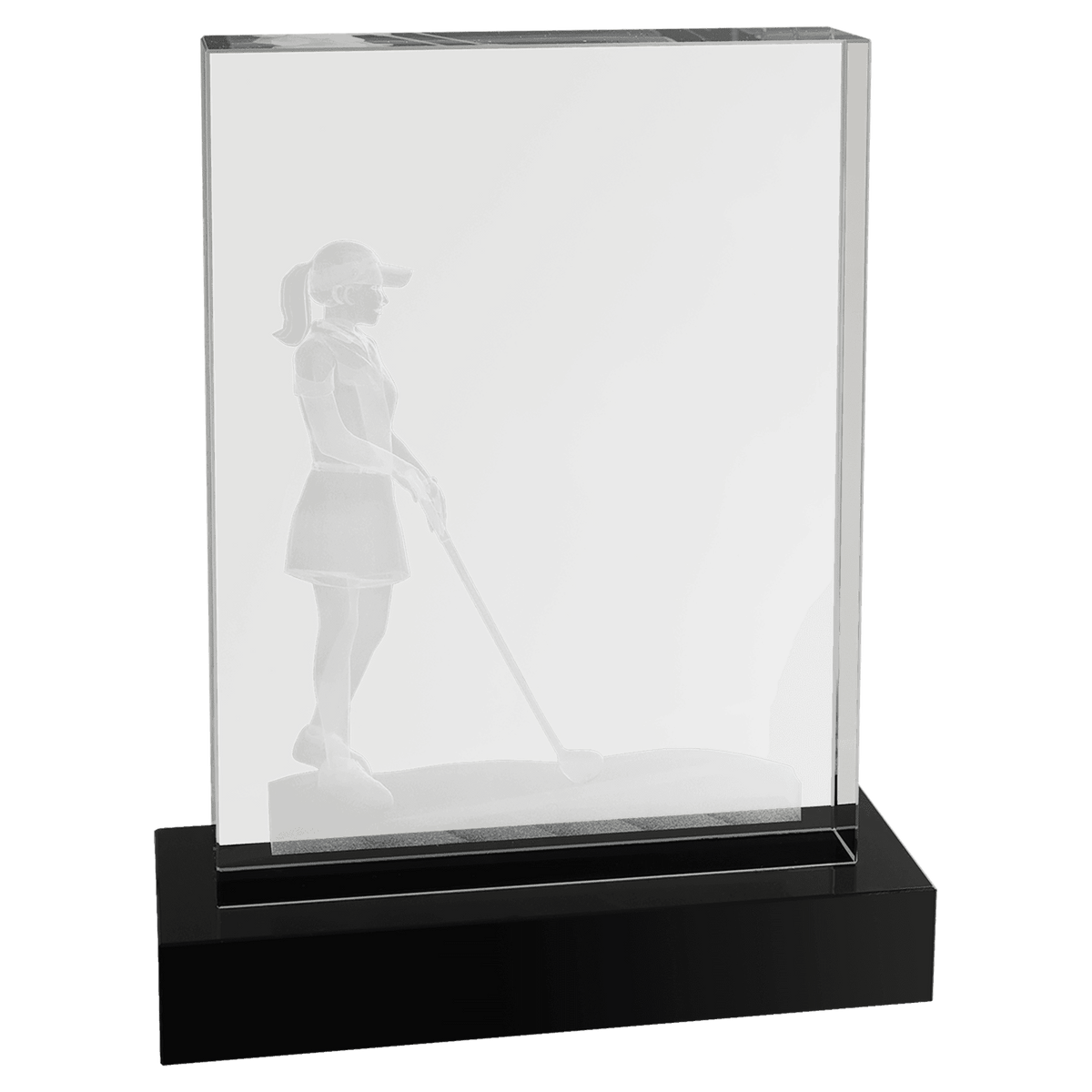 Optic Crystal - Female Golfer on Black Base