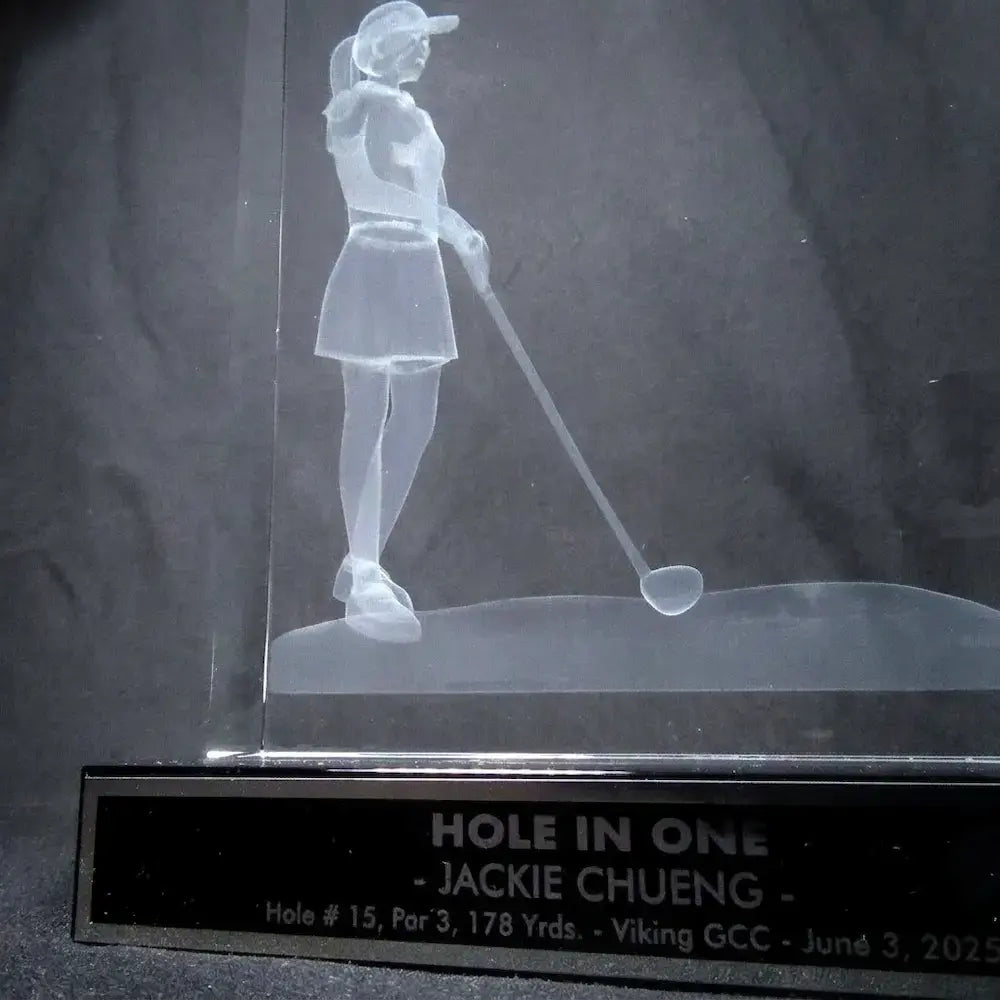 Optic Crystal - Female Golfer on Black Base