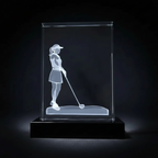 Optic Crystal - Female Golfer on Black Base