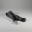 An image of a black lanyard with a silver metal bulldog clip.