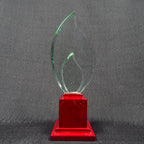 Jade Glass - Double Flame on Rosewood Base