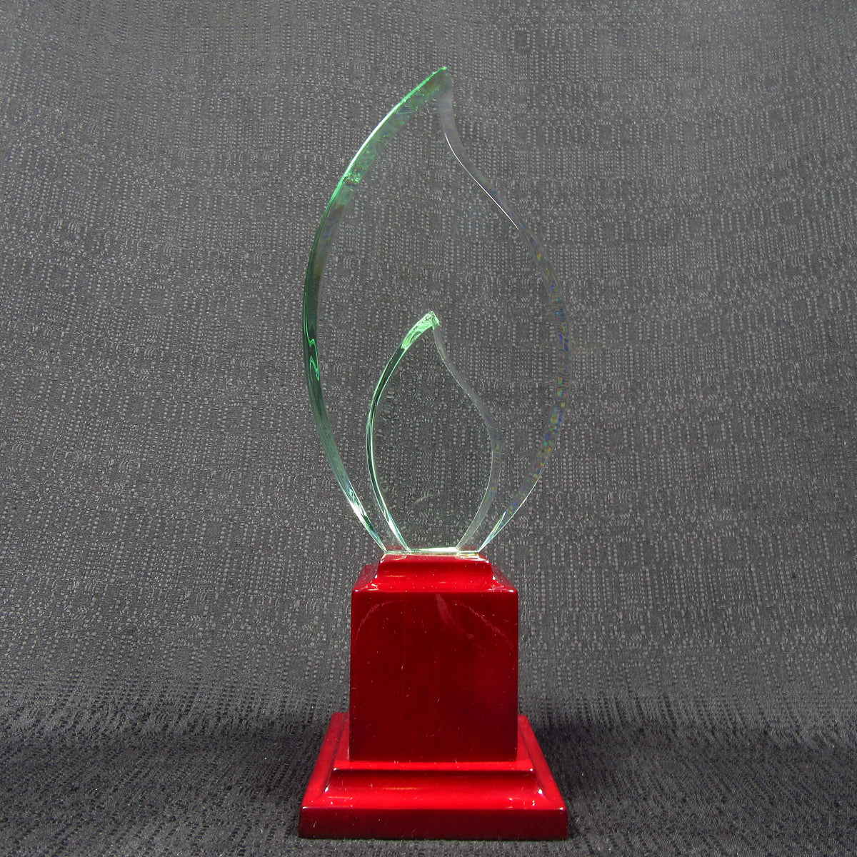 Jade Glass - Double Flame on Rosewood Base