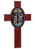 Memorial - Wooden Cross with Debossed Ceramic Oval