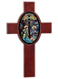 Memorial - Wooden Cross with Debossed Ceramic Oval
