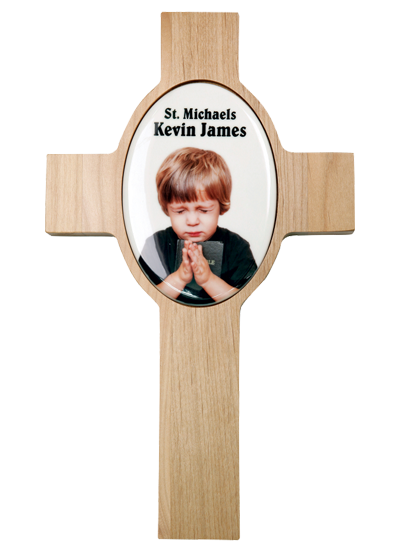 Memorial - Wooden Cross with Debossed Ceramic Oval Secondary image