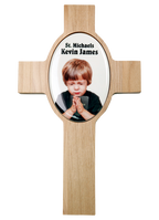 Memorial - Wooden Cross with Debossed Ceramic Oval